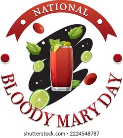 Happy national bloody mary day icon illustration