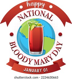 Happy national bloody mary day icon illustration