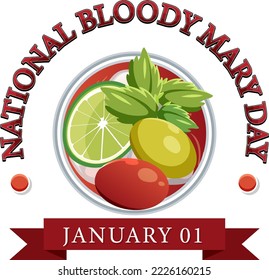 Happy national bloody mary day icon illustration