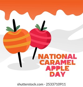 Feliz Día Nacional de Manzana Caramelo con deliciosas manzanas caramelo