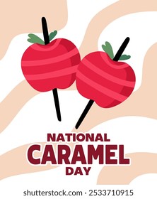 Feliz Día Nacional de Manzana Caramelo con deliciosas manzanas caramelo