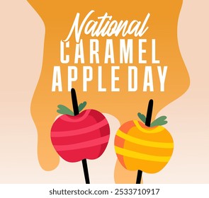 Feliz Día Nacional de Manzana Caramelo con deliciosas manzanas caramelo