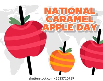 Feliz Día Nacional de Manzana Caramelo con deliciosas manzanas caramelo