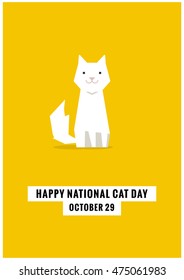 Happy National Cat Day, October 29 (Flat Style Vector Illustration Pet Quote Poster Design)