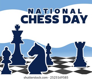 Happy National Chess Day with chess pieces