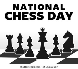 Happy National Chess Day with chess pieces