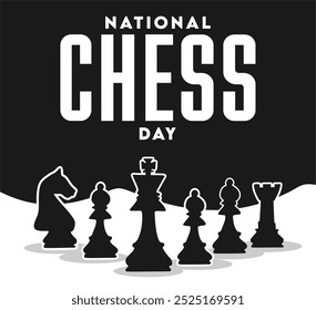 Happy National Chess Day with chess pieces