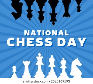 Happy National Chess Day with chess pieces