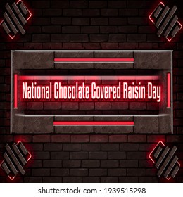 Happy National Chocolate Covered Raisin Day, Calendar icon, vector illustration, on Bricks background