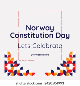 Happy National Constitution Day of Norway in modern geometric style. Square banner for social media and more with typography. Illustration of Happy Norwegian Constitution Day 2024