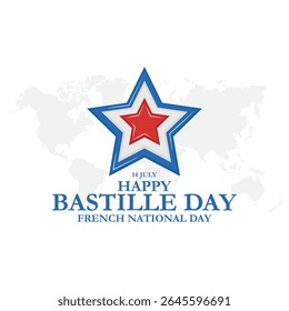 Happy National Day 14th of July. The Bastille Day of France. (French: Bonne Fete Nationale, 14 Juillet). Vector Illustration. French country Bastille day theme background.
