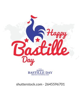 Happy National Day 14th of July. The Bastille Day of France. (French: Bonne Fete Nationale, 14 Juillet). Vector Illustration. French country Bastille day theme background.
