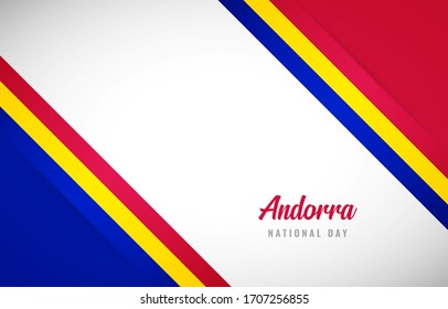 Happy national day of Andorra with Abstract Andorra national country flag greeting background