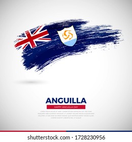 Happy national day of Anguilla country. Creative grunge brush of Anguilla flag illustration