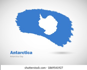 Happy national day of Antarctica with artistic watercolor country flag background. Grunge brush flag illustration