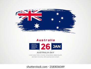 Happy National Day of Australia. Abstract country flag on hand drawn brush stroke vector patriotic background.