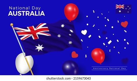 Feliz Día Nacional Australia. Cartel, tarjeta de felicitación, diseño de volante. Diseño de plantillas de póster