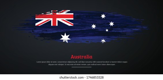 Happy national day of Australia with watercolor grunge brush flag background