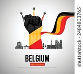 Happy National day Belgium 21th of July greetings with belgium flag. abstract vector illustration design. Belgium National day greetings. abstract vector illustration design.