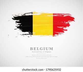 Happy national day of Belgium with artistic watercolor country flag background