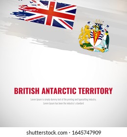 Happy national day of British Antarctic Territory with brush style watercolor country flag background