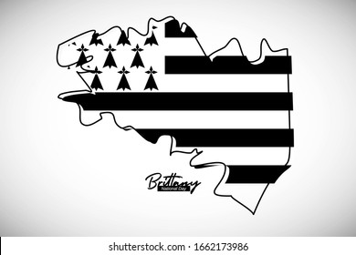 Happy national day of Brittany. Classic national country map with Brittany flag vector illustration.