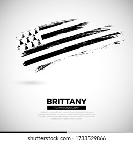 Happy national day of Brittany country. Abstract grunge brush of Brittany flag illustration