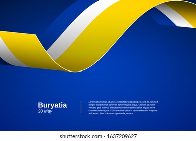 Happy national day of Buryatia. Classic waving flag banner background. Greeting patriotic nation vector.