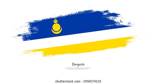 Happy national day of Buryatia with national flag on artistic stain brush stroke background