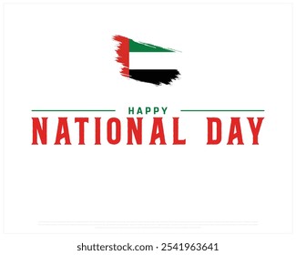 Happy National Day design of UAE on a white background, National Day of UAE with national flag, Typographic Design of UAE National Day, Editable vector Design, 2nd December, United Arab Emirates