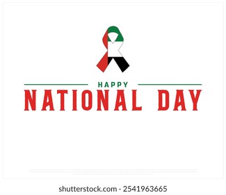 Happy National Day design of UAE on a white background, National Day of UAE with national flag, Typographic Design of UAE National Day, Editable vector Design, 2nd December, United Arab Emirates
