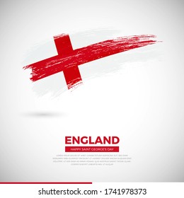 Feliz día nacional de Inglaterra. Pincel grunge creativo de la ilustración de la bandera de Inglaterra