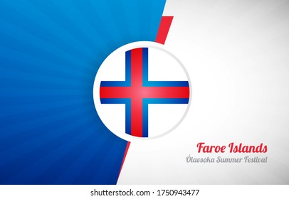 Happy national day of Faroe Islands greeting background. Abstract Faroe Islands country flag illustration