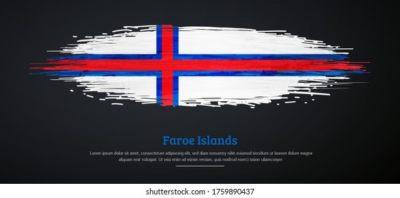 Happy national day of Faroe Islands with watercolor grunge brush flag background