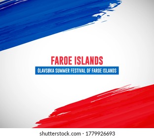 Happy national day of Faroe Islands with classic watercolor splash background