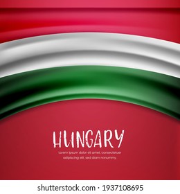 Happy national day of Hungary with stylish wavy flag background