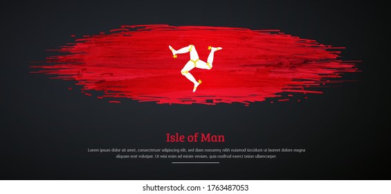 Happy national day of Isle of Man with watercolor grunge brush flag background