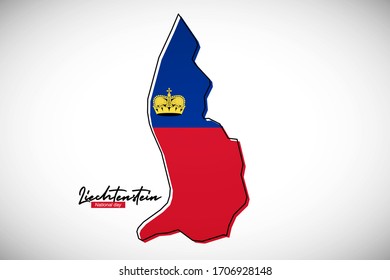 Happy national day of Liechtenstein. Creative national country map with Liechtenstein flag vector illustration