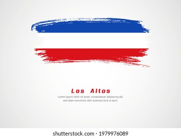 Happy National Day of Los Altos. Abstract country flag on hand drawn brush stroke vector patriotic background.