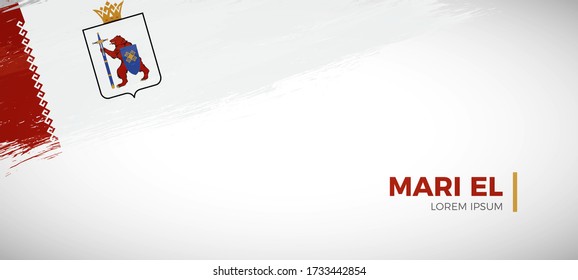 Happy national day of Mari El. Brush painted grunge flag of Mari El country. Modern brush flag vector background