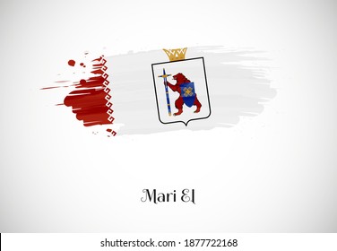 Happy national day of Mari El with creative brush flag background