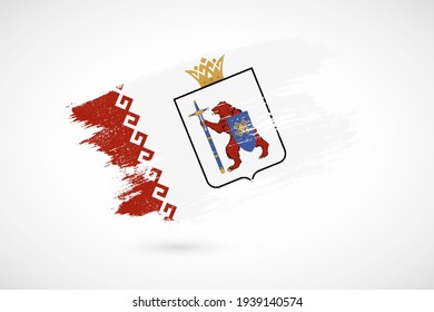Happy national day of Mari El with vintage style brush flag background