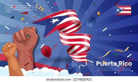 Happy National Day Puerto Rico. Banner, Greeting card, Flyer design. Poster Template Design