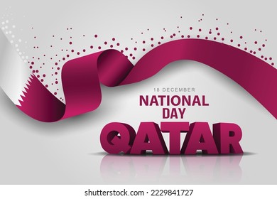 happy national day with Qatar flag. 3d letter vector illustration design