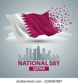 happy national  day Qatar greetings. abstract vector illustration design.