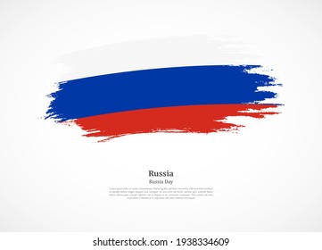 Happy national day of Russia with national flag on grunge texture