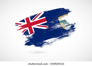 Happy national day of Saint Helena with vintage style brush flag background