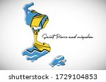 Happy national day of Saint Pierre and miquelon. Modern national country map with flag vector illustration