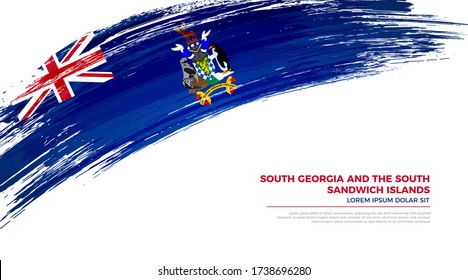 Happy national day of South Georgia and the South Sandwich Islands background with grunge brush flag illustration