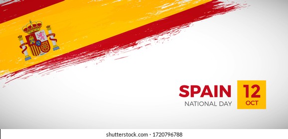 Feliz Día Nacional de España.Bandera verde pintada de pincel de España. Fondo vectorial del marcador de pincel creativo